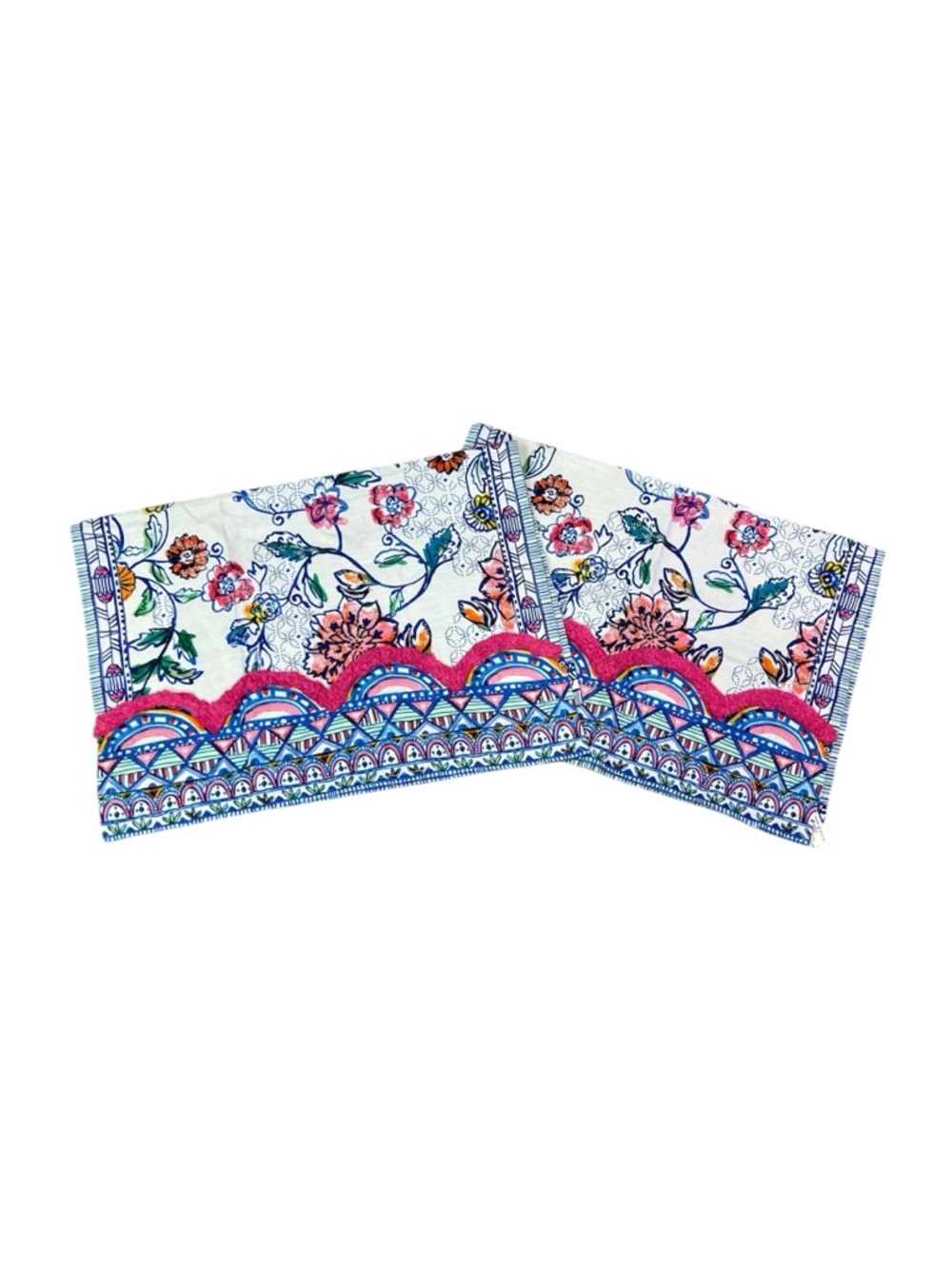 Anthropologie Iris blue Jade Wedgwood cotton set of two dish towels
